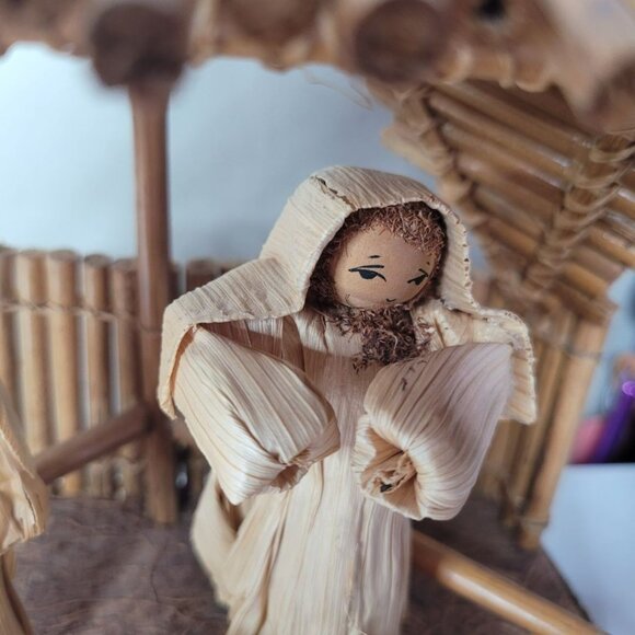 Kurt Adler Nativity Bamboo Husks Handmade Phillipines Jesus Christmas Holidays - Picture 10 of 14